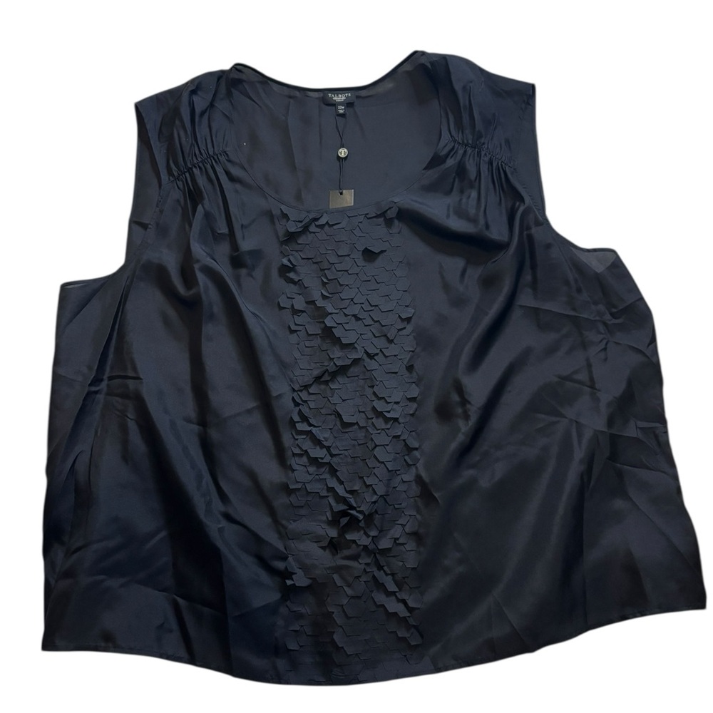Talbots Black Silk Ruffle Sleeveless Blouse Size 22W NWT
